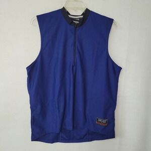 Fox Racing Jersey Men XL Blue 1/4 Zip Sleeveless Logo Pocket Bike Cycling Biking